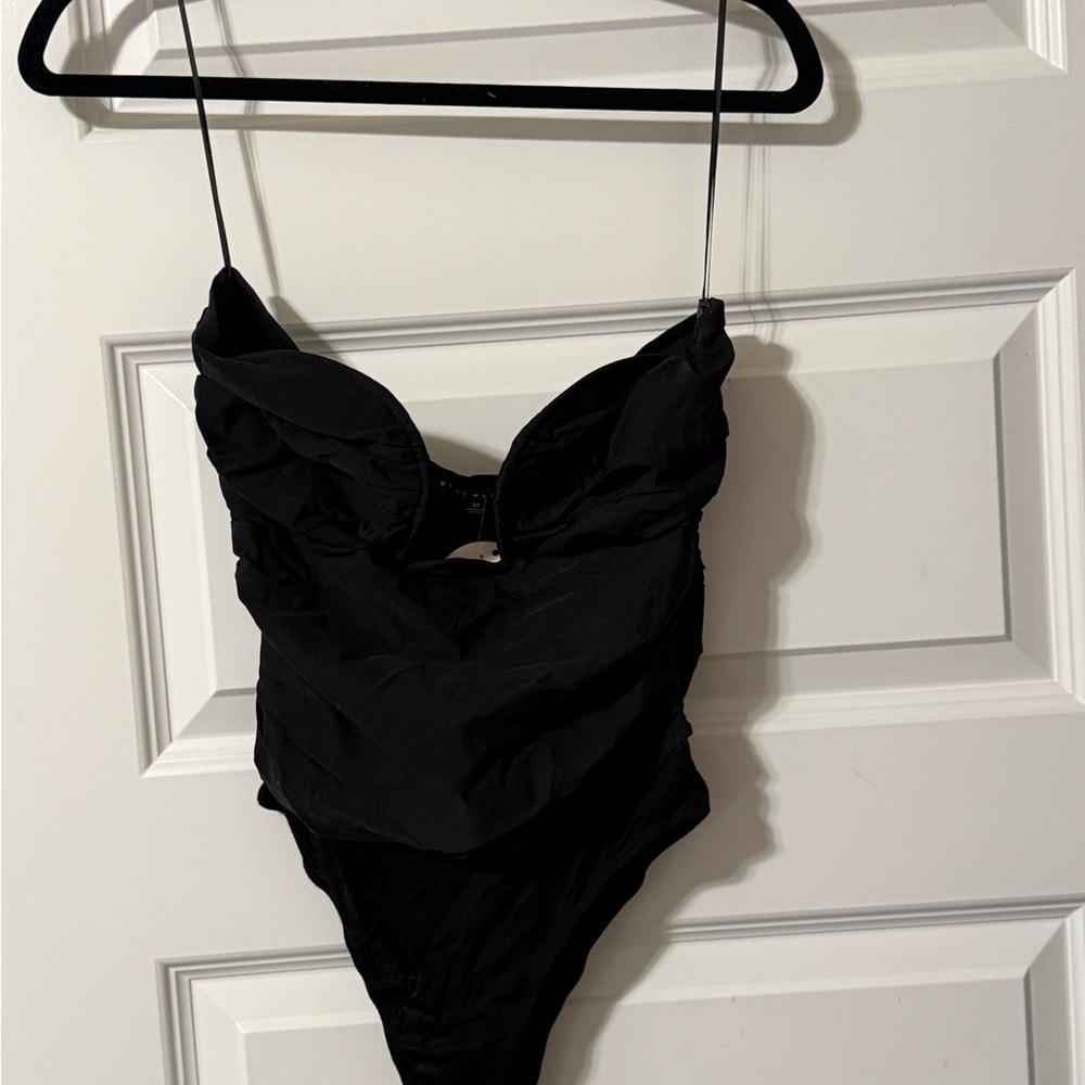Hux & Mila Black Ruched Sweetheart Bodysuit- NWT size MED